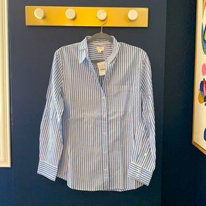JCrew Factory blue and white striped button down shirt size medium